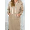 Dlouhé šaty Ophe s kapucí (Velikost UNI, Barva Béžová)