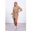 Šaty 9258 s ozdobným páskem (Velikost UNI, Barva Béžová)