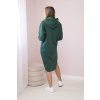 Šaty 9168 s kapucí a bočním rozparkem (Velikost UNI, Barva Zelená)