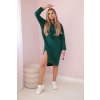Šaty 9168 s kapucí a bočním rozparkem (Velikost UNI, Barva Zelená)