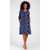 Dámské domácí šaty s tříčtvrtečním rukávem Lekníny (Barva Modrá - tmavě, Velikost 4XL)