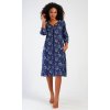 Dámské domácí šaty s tříčtvrtečním rukávem Lekníny (Barva Modrá - tmavě, Velikost 4XL)