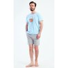 Pánské pyžamo šortky Pohodář (Barva Modrá - světle, Velikost M)