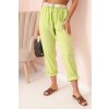 Dámské lněné kalhoty ART52888 s páskem (Velikost UNI, Barva Zelená)
