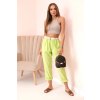 Dámské lněné kalhoty ART52888 s páskem (Velikost UNI, Barva Zelená)