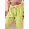 Dámské lněné kalhoty ART52888 s páskem (Velikost UNI, Barva Zelená)