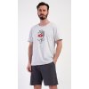 Pánské pyžamo šortky Žralok (Barva Šedá - světle, Velikost 2XL)