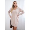 Šaty Kiki s kapsami a výstřihem do V (Velikost UNI, Barva Béžová)
