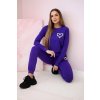 Dámská bavlněná souprava 69932 se srdíčkem (Velikost UNI, Barva Fialová)