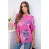 Dámská bavlněná halenka ART12038 s květinovým vzorem (Velikost UNI, Barva Modrá)