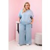 Dámská souprava Plus Size 51013 - halenka + kalhoty (Velikost UNI, Barva Modrá)