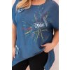Halenka Plus Size 1876 s nášivkami (Velikost UNI, Barva Modrá)