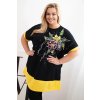 Tunika Plus Size 1661 s květinovým vzorem (Velikost UNI, Barva Žlutá)