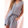 Dámská viskózová souprava Tiki  – vesta na knoflíky a šortky (Velikost UNI, Barva Šedá - tmavě)