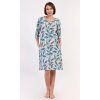 Dámské domácí šaty s tříčtvrtečním rukávem Listy (Barva Tyrkysová, Velikost M)
