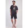 Pánské pyžamo šortky Ranní káva (Barva Šedá - tmavě, Velikost M)