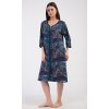 Dámské domácí šaty s tříčtvrtečním rukávem Barbara (Barva Modrá - tmavě, Velikost XL)