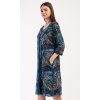 Dámské domácí šaty s tříčtvrtečním rukávem Barbara (Barva Modrá - tmavě, Velikost XL)