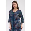 Dámské domácí šaty s tříčtvrtečním rukávem Barbara (Barva Modrá - tmavě, Velikost XL)