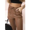 Dámské kalhoty 68741 z eko kůže (Velikost S, Barva Hnědá)