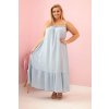 Šaty Plus Size 21646-1 na ramínka s volánem (Velikost UNI, Barva Modrá - světle)