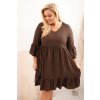 Viskózové šaty Plus Size 21597 s ozdobou na zádech (Velikost UNI, Barva Růžová)