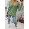 Svetr Sasha s výstřihem do V (Velikost UNI, Barva Zelená - světle)