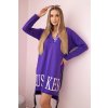 Šaty 9161 s kapucí a potiskem (Velikost UNI, Barva Fialová)