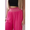 Kalhoty s širokým elastickým pasem tmavě růžová (Velikost UNI, Barva Růžová - světle)