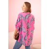 Dámská bavlněná blůza Tip s ozdobným potiskem a ohrnutými rukávy (Velikost UNI, Barva Růžová - světle)