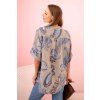 Dámská bavlněná blůza Tip s ozdobným potiskem a ohrnutými rukávy (Velikost UNI, Barva Růžová - světle)