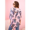 Dámská bavlněná blůza Tip s ozdobným potiskem a ohrnutými rukávy (Velikost UNI, Barva Růžová - světle)