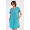 Dámské domácí šaty s krátkým rukávem Vanda (Barva Tyrkysová, Velikost XL)