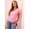 Dámské bavlněné tričko 69835 s výstřihem do V (Velikost UNI, Barva Růžová - světle)