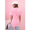 Dámské oversize tričko srdcem a třásněmi s krátkým rukávem (Velikost UNI, Barva Růžová)