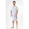 Pánská noční košile s krátkým rukávem Velké kolo (Barva Šedá - světle, Velikost 2XL)