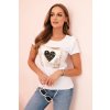 Dámská bavlněná blůza s volánkem a srdcem z kamínků Heart (Velikost UNI, Barva Bílá)