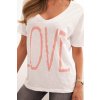 Dámská bavlněná blůza s výstřihem do V a potiskem LOVE (Velikost UNI, Barva Bílá)
