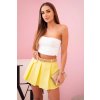 Dámské sukňové šortky se sklady a páskem žlutý (Velikost UNI, Barva Žlutá)