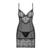 Erotická košilka Obsessive Alluria chemise (Velikost L/XL, Barva Černá)