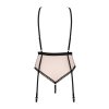 Sexy komplet Obsessive Lilines teddy body + podvazkový pás (Velikost S/M, Barva Růžová)