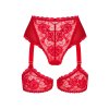 Podvazky Obsessive Belovya garter panties (Velikost XS/S, Barva Červená)