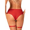 Podvazky Obsessive Belovya garter panties (Velikost XS/S, Barva Červená)