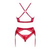 Set Obsessive Lacelove 3-pcs set (Velikost M/L, Barva Červená)