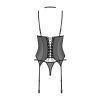 Korzet Obsessive Donarella corset & thong (Velikost XL/2XL, Barva Černá)
