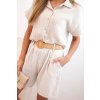 Dámská mušelínová souprava Juky s vázanou košilí a šortkami s páskem (Velikost UNI, Barva Béžová)
