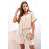 Dámská mušelínová souprava Juky s vázanou košilí a šortkami s páskem (Velikost UNI, Barva Béžová)