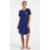 Dámské domácí šaty s krátkým rukávem Janette (Barva Modrá - tmavě, Velikost XL)