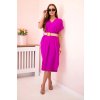 Šaty 5904 s ozdobným páskem (Velikost UNI, Barva Fialová)