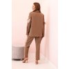 Dámská souprava s viskózou – sako s klopami a kalhoty s lampasem Alina (Velikost UNI, Barva Béžová - světle )
